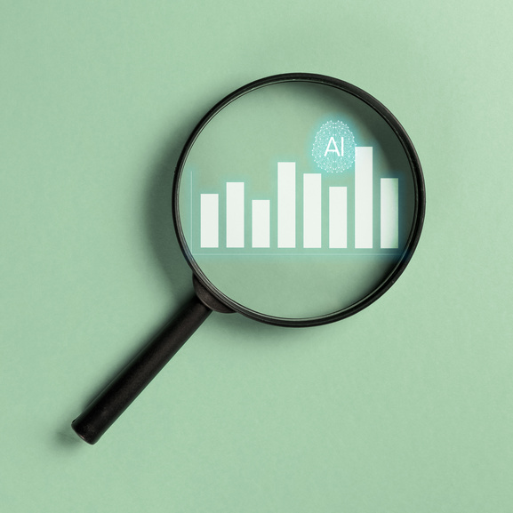 Concept augmented analytics. Business analytics and financial technology concept. AI(Artificial Intelligence) and smart analytics. Data science learning machine